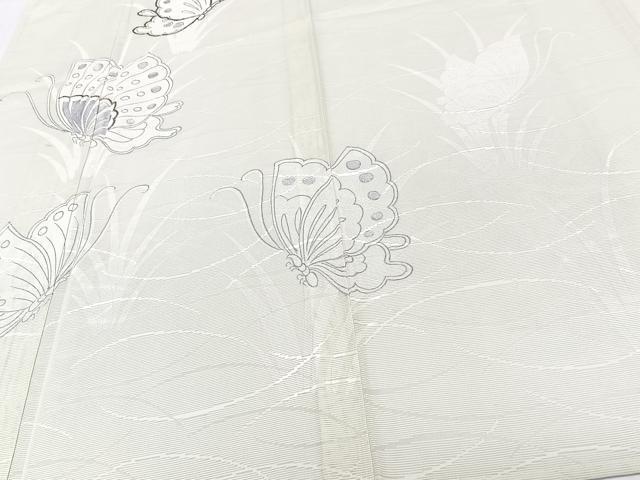 平和屋着物＊夏物　訪問着　絽　駒刺繍　舞蝶文　銀彩　正絹　逸品　CABJ4092xi