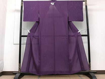 平和屋着物＊夏物　色無地　絽　葡萄色　正絹　逸品　CABJ4093xi