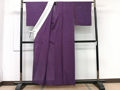 平和屋着物＊夏物　色無地　絽　葡萄色　正絹　逸品　CABJ4093xi