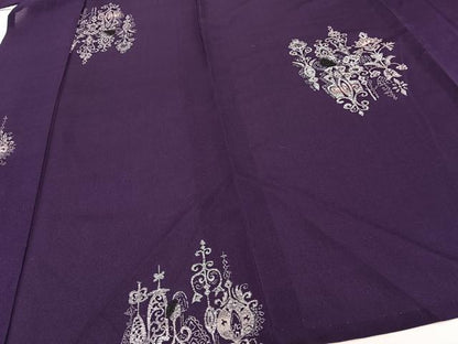 平和屋着物＊夏物　お召　吉祥文　寿光織　銀糸　正絹　逸品　CABJ4095xi