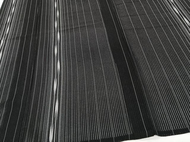 平和屋着物＊夏物　小紋　縦絽　間道矢羽文　黒地　正絹　逸品　CABJ4098xi