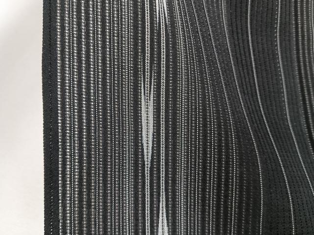 平和屋着物＊夏物　小紋　縦絽　間道矢羽文　黒地　正絹　逸品　CABJ4098xi
