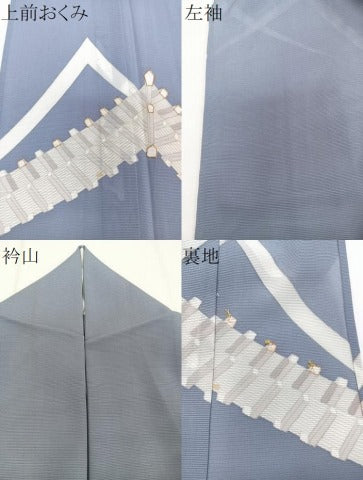 平和屋着物＊夏物　訪問着　絽　駒刺繍　幾何学文様　金彩　正絹　逸品　CABJ4099xi