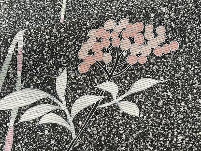 平和屋着物＊夏物　訪問着　絽　枝草花文　たたき染め　黒地　銀彩　正絹　逸品　CABJ4100xi