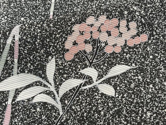 平和屋着物＊夏物　訪問着　絽　枝草花文　たたき染め　黒地　銀彩　正絹　逸品　CABJ4100xi