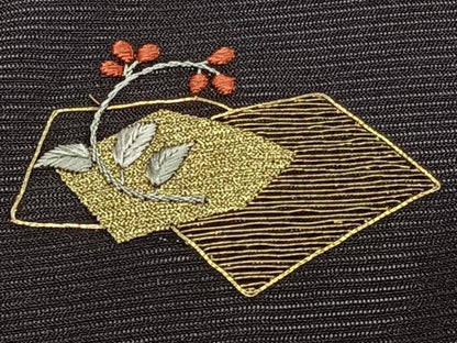 平和屋着物＊夏物　訪問着　絽　駒刺繍　地紙草花文　金糸　高島屋扱い　正絹　逸品　CABJ4104xi