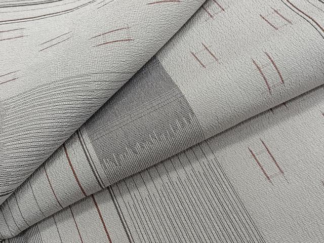 平和屋着物＊夏物　お召　間道井桁文　正絹　逸品　CABJ4105xi