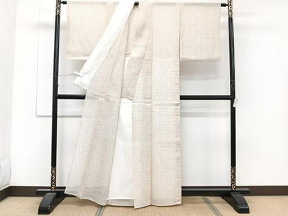 平和屋着物＊夏物　本場大島紬　夏大島　白大島　幾何学文　正絹　逸品　CABJ4106xi