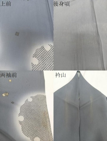 平和屋着物＊夏物　訪問着　縦絽　雪輪箔散らし　暈し染め　正絹　逸品　CABJ4110xi