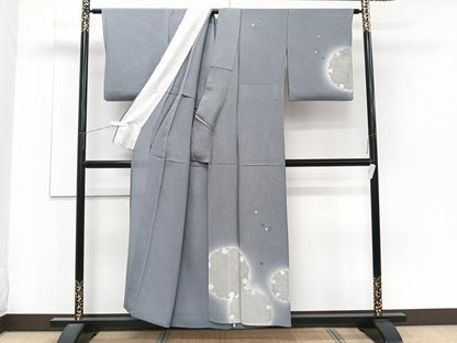 平和屋着物＊夏物　訪問着　縦絽　雪輪箔散らし　暈し染め　正絹　逸品　CABJ4110xi