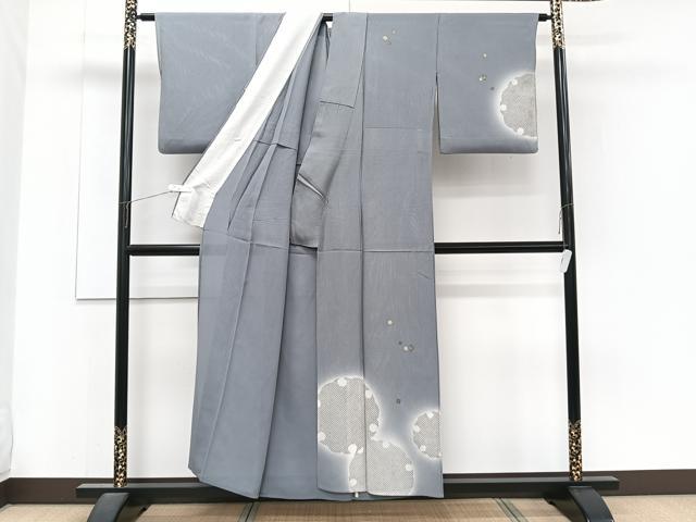 平和屋着物＊夏物　訪問着　縦絽　雪輪箔散らし　暈し染め　正絹　逸品　CABJ4110xi