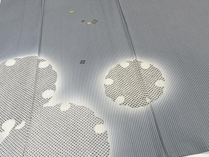 平和屋着物＊夏物　訪問着　縦絽　雪輪箔散らし　暈し染め　正絹　逸品　CABJ4110xi