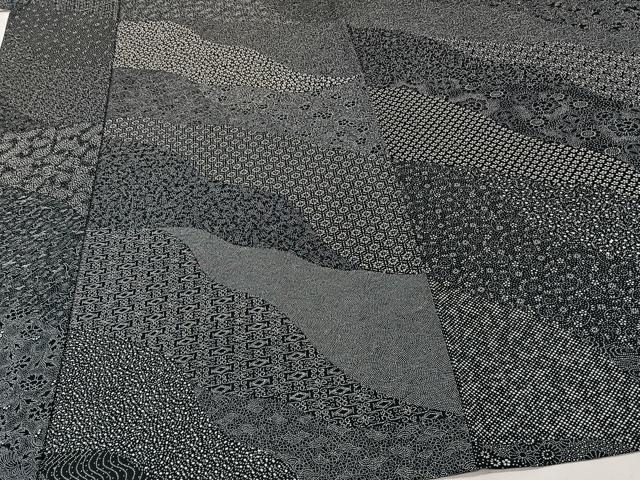 平和屋着物＊夏物　江戸小紋　絽　北原寿永　寄せ小紋柄　黒地　正絹　逸品　CABJ4124xi
