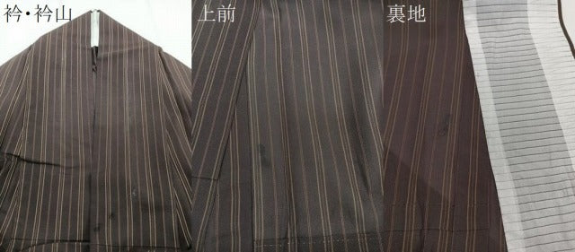 平和屋着物＊夏物　紗紬　間道　ロング丈　正絹　逸品　CABJ4126xi