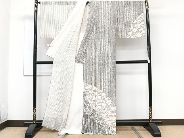 平和屋着物＊夏物　訪問着　縦絽　雪輪動物草花文　正絹　逸品　CABJ4127xi