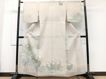 平和屋着物＊京の名門・菱屋六右ェ門　青山みとも　夏物　訪問着　紬地　紗　流水籬草花文　正絹　逸品　CABJ4128xi