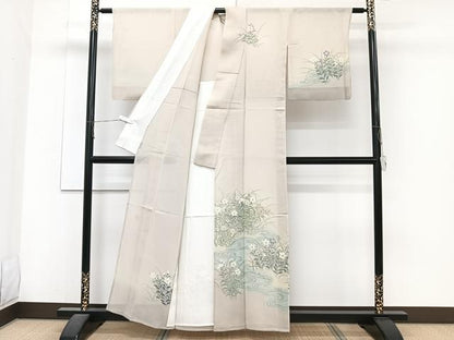 平和屋着物＊京の名門・菱屋六右ェ門　青山みとも　夏物　訪問着　紬地　紗　流水籬草花文　正絹　逸品　CABJ4128xi