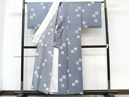 平和屋着物＊夏物　小紋　絽　型染め　色紙草花文　正絹　逸品　CABJ4130xi
