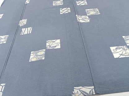 平和屋着物＊夏物　小紋　絽　型染め　色紙草花文　正絹　逸品　CABJ4130xi