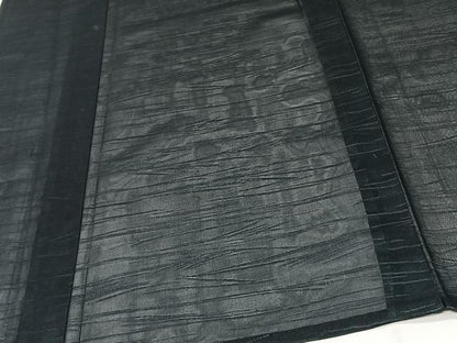 平和屋着物＊夏物　小紋　紗　横段草文　黒地　正絹　逸品　CABJ4132xi