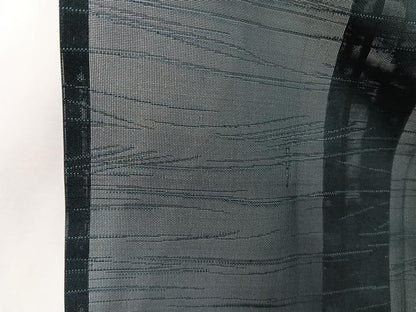 平和屋着物＊夏物　小紋　紗　横段草文　黒地　正絹　逸品　CABJ4132xi