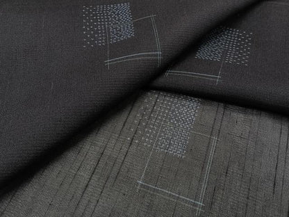 平和屋着物＊夏物　夏大島　紗　色紙重ね文　黒地　正絹　逸品　CABJ4134xi