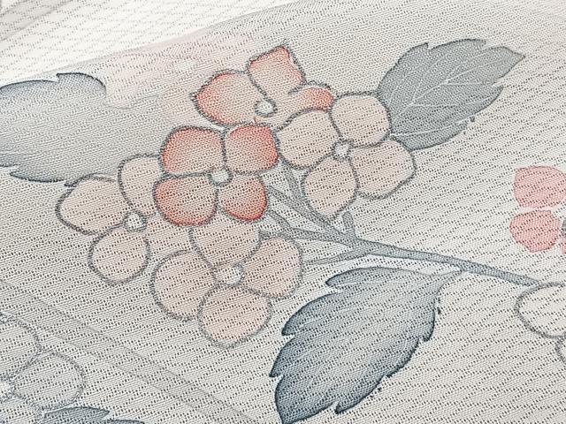 平和屋着物＊夏物　訪問着　菱紋紗　刺繍　草花文　銀彩　正絹　逸品　CABJ4138xi