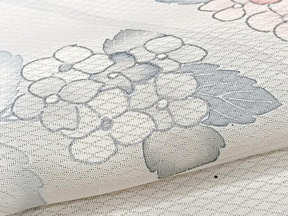 平和屋着物＊夏物　訪問着　菱紋紗　刺繍　草花文　銀彩　正絹　逸品　CABJ4138xi