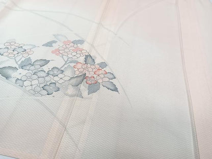 平和屋着物＊夏物　訪問着　菱紋紗　刺繍　草花文　銀彩　正絹　逸品　CABJ4138xi
