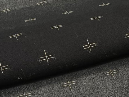 平和屋着物＊夏物　お召　蜻蛉柄　黒地　銀糸　正絹　逸品　CABJ4142xi