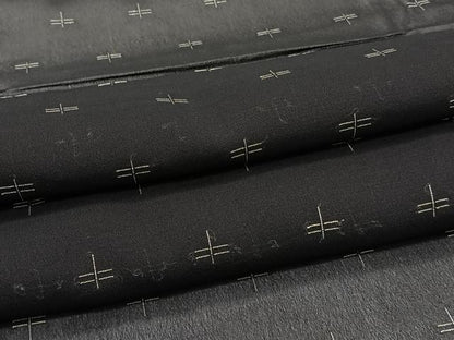 平和屋着物＊夏物　お召　蜻蛉柄　黒地　銀糸　正絹　逸品　CABJ4142xi