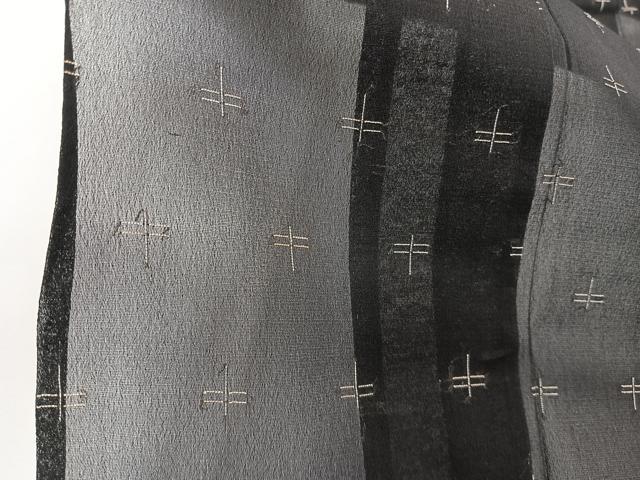 平和屋着物＊夏物　お召　蜻蛉柄　黒地　銀糸　正絹　逸品　CABJ4142xi