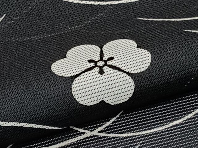 平和屋着物＊夏物　小紋　絽　芝花文　黒地　洗える着物　CABJ4143xi