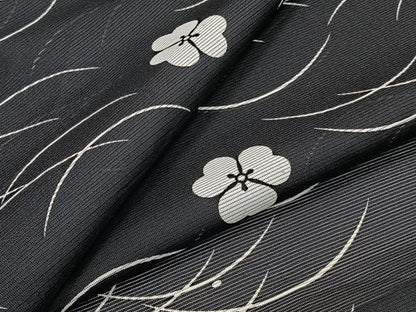 平和屋着物＊夏物　小紋　絽　芝花文　黒地　洗える着物　CABJ4143xi