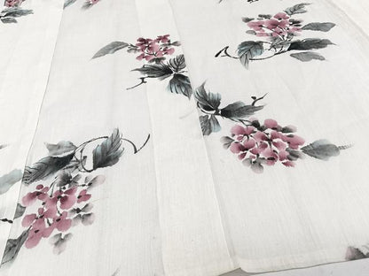 平和屋着物＊夏物　本場小千谷縮　手描き　枝草花文　麻　逸品　CABJ4146xi