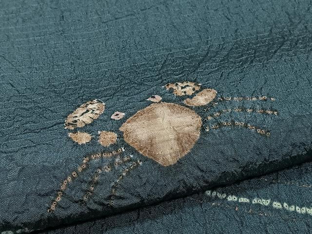 平和屋着物＊夏物　訪問着　流水籬文　蟹　金彩　正絹　逸品　CABJ4150xi