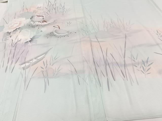 平和屋着物＊夏物　訪問着　絽　鴛鴦船花文　金銀彩　正絹　逸品　未使用　CABJ4152xi