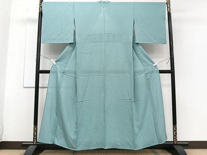 平和屋着物＊夏物　色無地　絽　白群色　正絹　逸品　CABJ4153xi