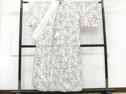 平和屋着物＊夏物　本場小千谷縮　枝草花文　麻　逸品　CABJ4155xi