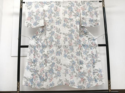 平和屋着物＊夏物　本場小千谷縮　薔薇　麻　逸品　CABJ4156xi