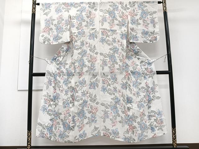 平和屋着物＊夏物　本場小千谷縮　薔薇　麻　逸品　CABJ4156xi