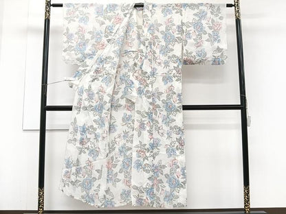 平和屋着物＊夏物　本場小千谷縮　薔薇　麻　逸品　CABJ4156xi