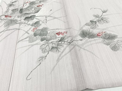 平和屋着物＊夏物　訪問着　紗　手描き　白鷺葡萄蔦の葉文　洗える着物　CABJ4158xi