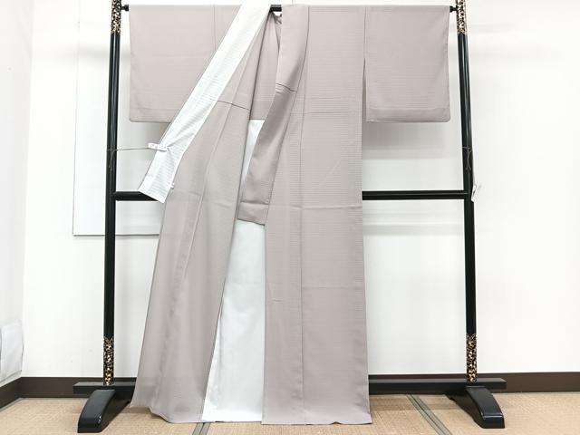 平和屋着物＊夏物　色無地　絽縮緬　薄梅鼠色　洗える着物　CABJ4162xi