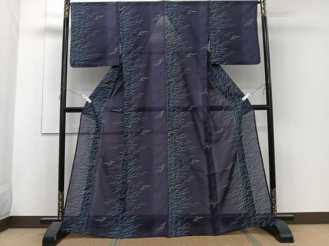 平和屋着物＊夏物　小紋　紗　笹文　洗える着物　CABJ4170xi
