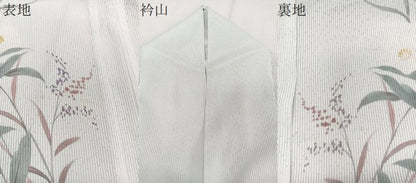 平和屋着物＊夏物　訪問着　縦絽　枝草花文　洗える着物　CABJ4177xi