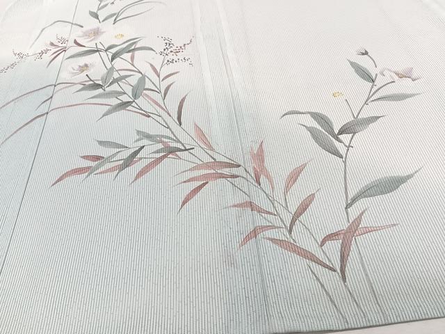 平和屋着物＊夏物　訪問着　縦絽　枝草花文　洗える着物　CABJ4177xi