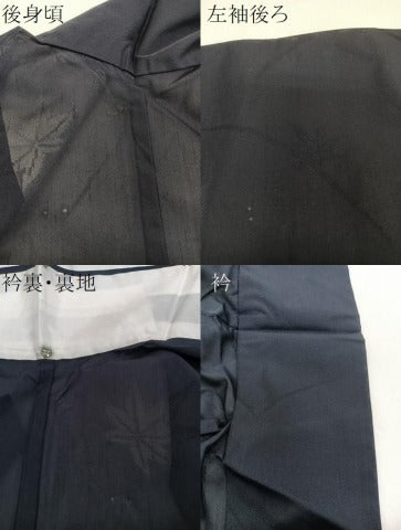 平和屋着物＊夏物　色無地　楓紋紗　漆黒色　正絹　逸品　CABJ4186xi