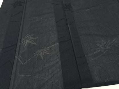 平和屋着物＊夏物　色無地　楓紋紗　漆黒色　正絹　逸品　CABJ4186xi