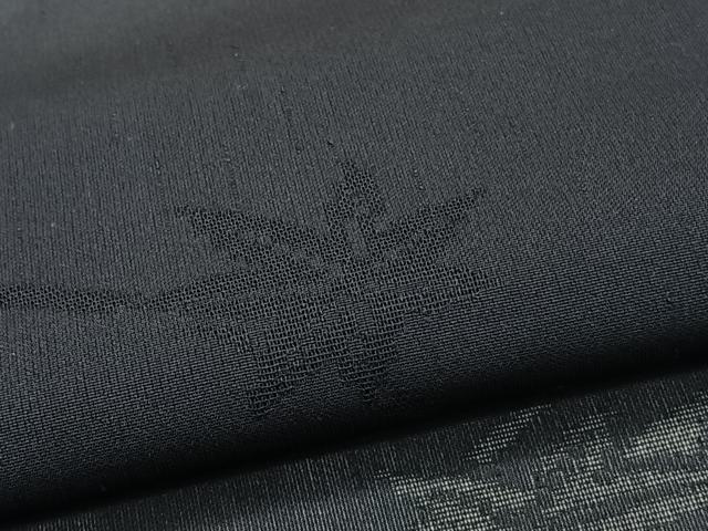 平和屋着物＊夏物　色無地　楓紋紗　漆黒色　正絹　逸品　CABJ4186xi